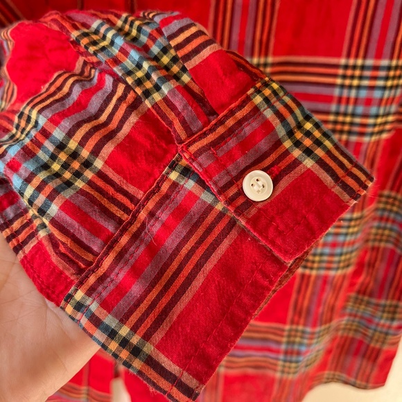 J.McLaughlin Sz M Red Plaid Lois Blouse Long Sleeves Light Fabric Top Shirt - Picture 3 of 7